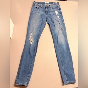 Frame Le Skinny De Jeanne blue distressed stretch jeans size 27